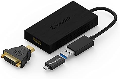 Wavlink USB 3.0 para HDMI/DVI Adaptador gráfico de vídeo, USB tipo C para 4K 30Hz Ultra HD Externo Video Converter para monitor- para Windows 7/8/8.1/10, Mac OS 10.10x ou acima, Chrome