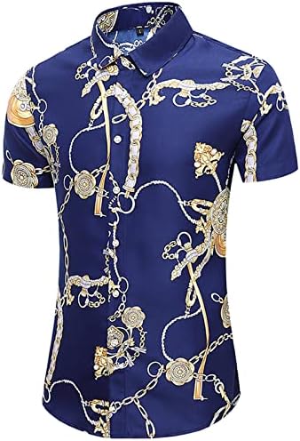 Botão do pescoço de Vo Defino Camisa para baixo Flor Plus Tamanho Pub Camisas leves Spring clássico de manga curta