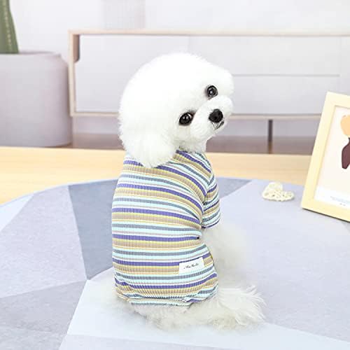 Pijama de cães yaodhaod macacão de cães para cães médios pequenos algodão tricô listrado casacos quentes respiráveis ​​estecilos leves de cachorro PJS roupas de gato