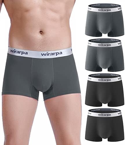 Wararpa Mens troncos cueca cueca boxer de algodão curta perna de cueca confortável 4 pacote