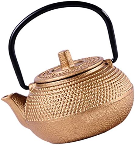 Chaleiras de chá dourado doitool fogão, mini chaleira de café bule de ferro fundido para fogão para fogão pequena caldeira