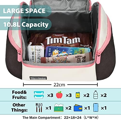 Lunch bolsa isolada homens homens, bolsa mais refrigeradora à prova de vazamentos com alcance com alça de ombro para adultos e crianças, adequado para o trabalho de piquenique para piquenique viajar na praia, bolsos creme/marrom