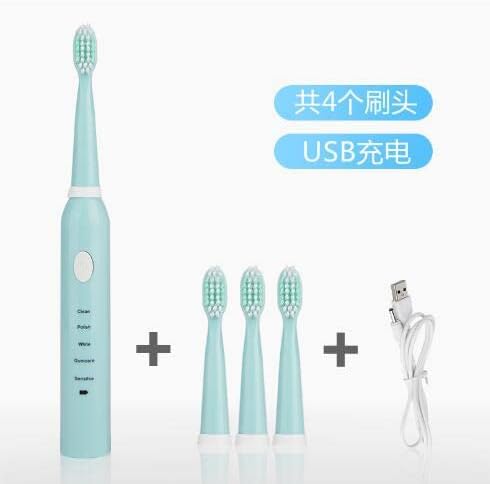 Escovas de dentes elétricas de Yezijin Sonics USB Ultrasonics recarregáveis ​​USB com 4 cabeças de escova 2 modos de limpeza
