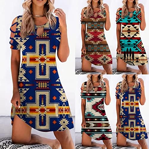Firero Summer Dresses for Women 2023, Womens Vintage Western Aztec Print Patchwork