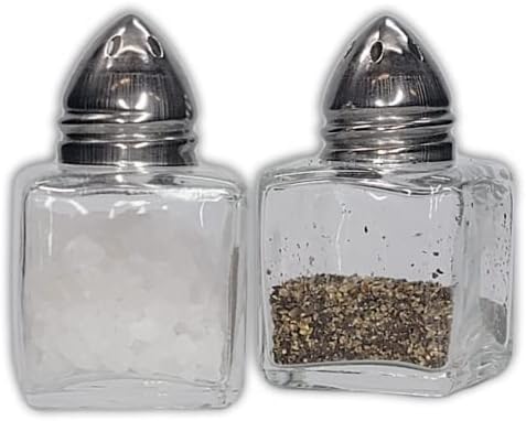 Pacote de 4 salvadores de sal e pimenta de mini cubos de vidro transpar