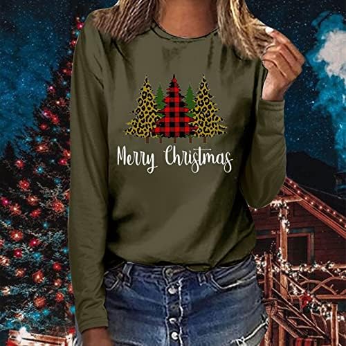 Mrgiinri 2022 Selta de Natal Feliz Natal para mulheres Crewneck casual de manga comprida Novamente