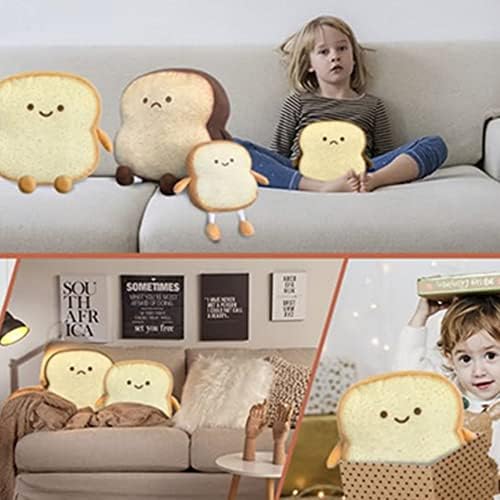 Pillow de pão de torrada oukeyi, travesseiro de brinquedo de pão engraçado, travesseiro de sofá de torrada macia de expressão facial, para crianças adultos para adultos decoração de quarto de cama