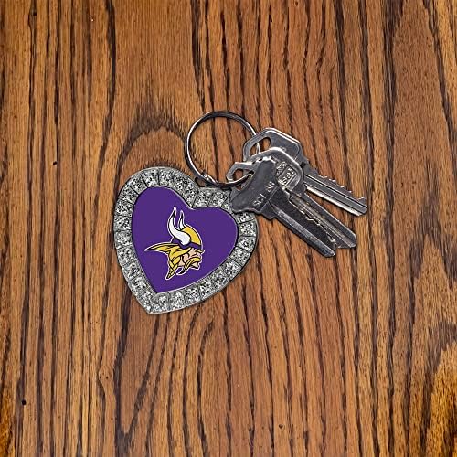 Rico Industries NFL Cleveland Browns Metal Rhinestone Heart Keychain, 1,38 x 3