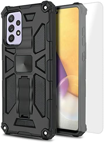Para a caixa de telefone Samsung Galaxy A71 5G com estojo magnético de protetor de vidro temperamento, estojo combinado com Kickstand