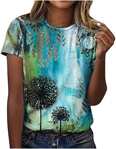 Camisa da blusa para meninas adolescentes outono verão 2023 Roupas de manga curta Crew Crew pescoço Floral Graphic Brunch Top C3 C3