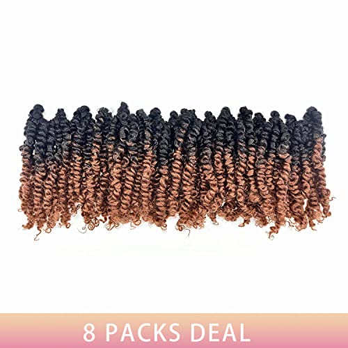 Tiana paixão Twist Hair de 6 polegadas-8 Pacote ombre marrom tranças de crochê de penteado bob marrom, Extensões de cabelos pré-torcidos pré-torcidos à mão