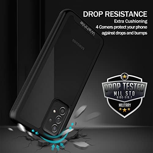 WAHHLE SAMSUNG Galaxy A52 Case, protetor de tela embutido na tela Tampa de proteção de proteção à prova de choque de corpo inteiro para o corpo de choque para Samsung A52s & A52 4G/5G Mulher Mulher-Black/Clear