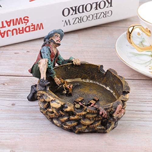 Zlbyb Resina Ashtray Pirate esculturas ， Ashtray Holder Beach Decoração náutica para o quarto do banheiro