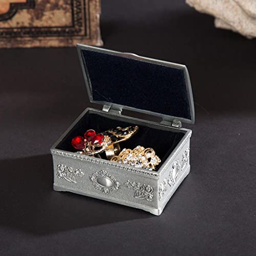 Caixa de metal de Walnuta Pequena caixa de armazenamento vintage de bugiganga para anéis Brincos de colar de tesouro Organizador