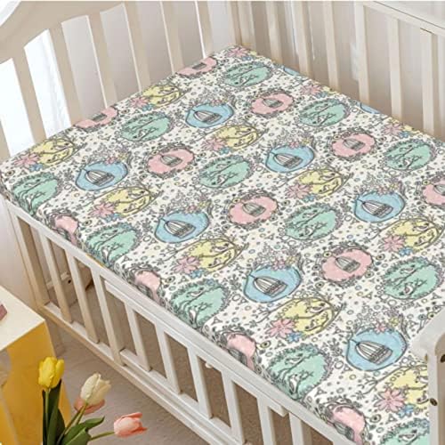 Pastel com tema de mini folhas de berço, lençóis de berço portáteis Criança de colchão de colchão de colchão de colchão de colchão ou lençol de criança, 24 x38, multicolor