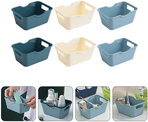 Cabilock Plástico Bins de armazenamento de plástico 6pcs Plástico cesto quadrado cesta de armazenamento empilhável Bins cestas de gaveta