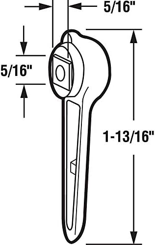 Prime-line E 2062 Alavanca de trava para portas deslizantes do pátio fabricadas por vista completa, comprimento total de 1-13/16 polegadas, construção de diecast, acabamento banhado por zinco