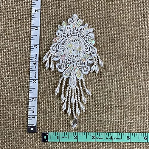 Applique Oval Aplique Pedido Oval Lace Bordado Mão Fringe Fringing Palkling, 6 x3, para roupas de vestuário Craft DIY Costura