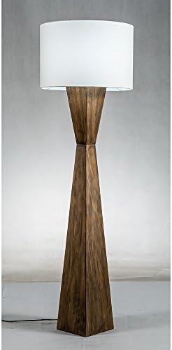 Lâmpada de madeira geométrica de café expresso moderno com tom de madeira com tom natural de juta