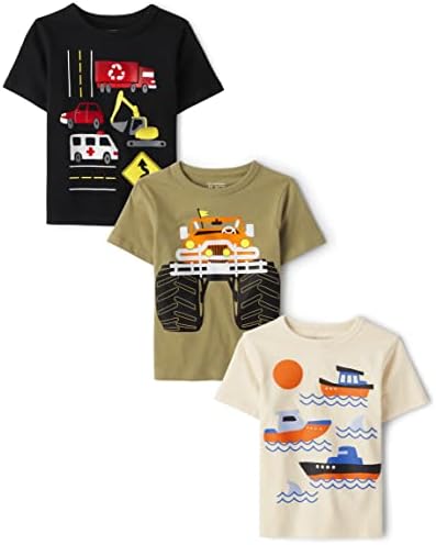 The Children's Place Baby Toddler Boys Sleeve Graphic T-Shirt 3-Pack