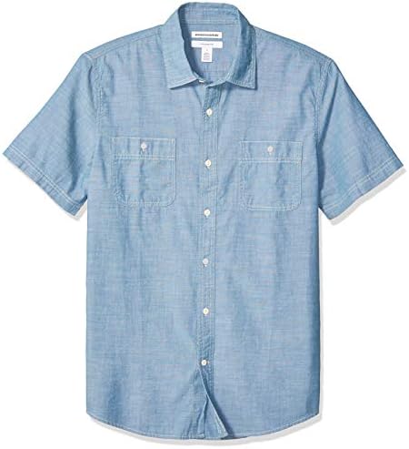 Essentials Men Slim-Fit Sleeve Chambray camisa