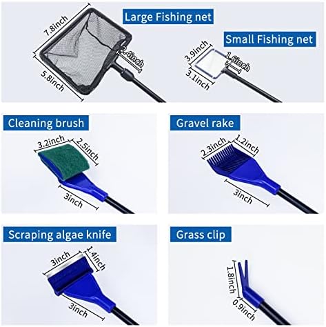 Lavador de aquário wedoelsim 6 em 1 redes de pesca de ferramentas limpas, ancinho de cascalho, escova de tanque de