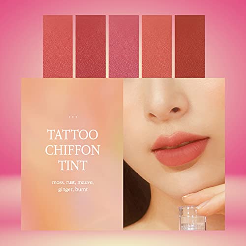 TINT LIP FORENCOS TATTOO CHIFFON TINT 5 CORES | Textura de chiffon fina e suave coreana, adere fino e confortavelmente por um longo tempo)