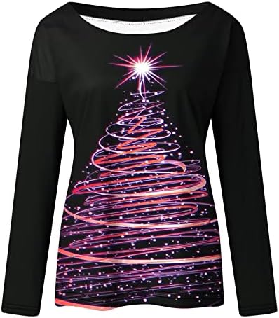 Camisas de outono de Anniya para mulheres O-pescoço impressa de Natal t camisetas modernas fits shop feminino moletom de Natal