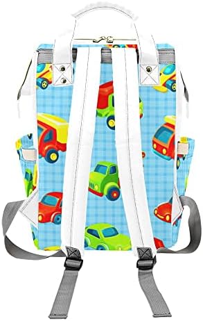 Cartoon Dump Truck Blue Plaid Nursing Baby Bag Bag Sacos de fraldas com nome Modinha personalizada Mummy Backpack Gifts Gifts