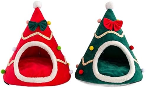 Mmyydds chapéu de Natal Kennel Pet Dog Gato Casa Casa Casa de sono quente Cama de canil de cachorro pequeno caverna de cachorro