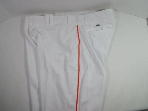 2013 Miami Marlins Jon Rauch 60 Game usou calças brancas 42-48-42 656-Jogo usado calças MLB usadas