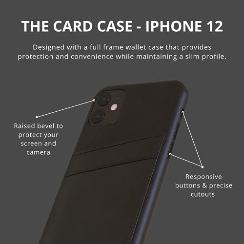 The Ridge iPhone 12 Chart Card | Couro de grão cheio de óleo encerado | Segura 1-2 cartões | Bevel levantado em torno da tela e