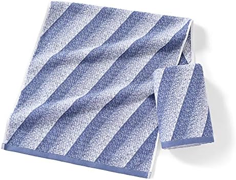 Toalhas de mão listradas de padrão listrado de Yiluomo de 2 Projeto de Fade Blue Color Fade algodão macia para o banheiro 13 x 29 polegadas