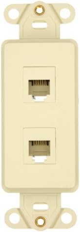 Leviton 41666-I Decora Inserção de parede de teleconferência, 6p6c x 6p6c, 110 estilo, marfim