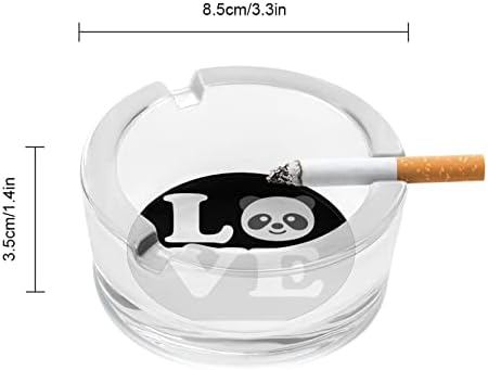 Amor panda cinza de vidro para cigarros lixo à prova de vento pode ser impressa bandejas de cinzas para o pátio de escritório