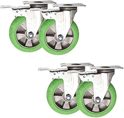 HJRD rodas de rodízio, 4pcsnitures giratórios de aço inoxidável freio industrial placa fixa roda de transporte/c/5in