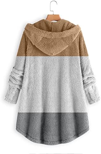 Jaqueta de lã de colorblock para mulheres pulôver moletom molho de gato bolso de orelha sólida quente inverno de