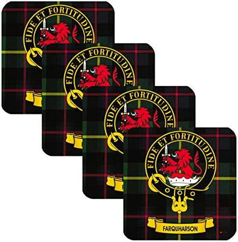 I Luv Ltd Farquharson Square Coasters Scottish Clan Crest Conjunto de 4 da Escócia