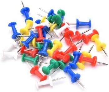 Pinos de push de cores variados, 100/caixa, ponto de aço afiado, 1/2 Head, 3/8 de ponto - 12 pacotes