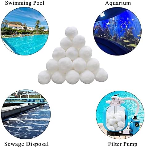 Bolas de filtro de piscina de 3,1 libras, mídia de filtro de fibra ecológica reutilizável para filtros de piscina de bomba