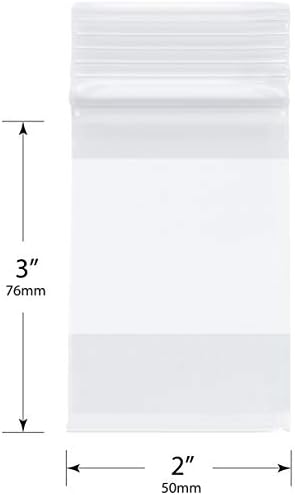Plymor Sacos de zíper reclosável de plástico pesado com bloco branco, 4 mil, 2 x 3