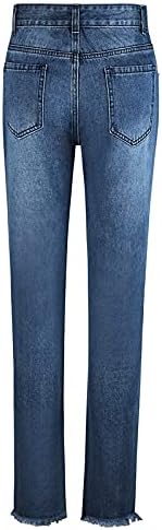 Calça de vestido feminino yuhaotin para trabalho de negócios casual e cintura de namorado estirado rasgado jeans jeans de jeans angustiados