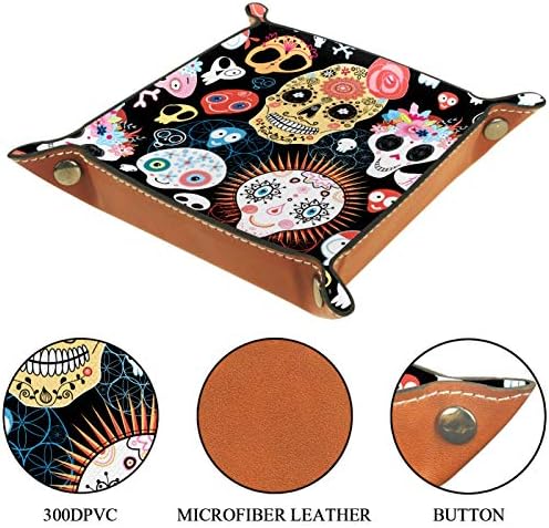 Bandeja de mesa de couro de microfibra do organizador fofo Caixa de armazenamento prático para carteiras e equipamentos de