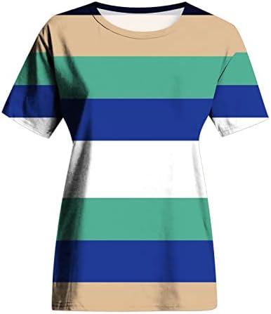 Tops femininos Blusa de primavera casual Casual Moda verão 2023 Camisas listradas de colorido colorido Camiseta de manga curta