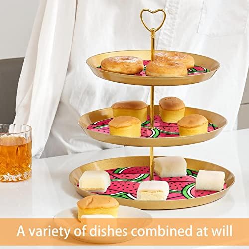Suporte de bolo tfcocft, suporte de cupcake, conjunto de exibição de tabela de stands de sobremesa, padrão de fruta vermelha da melancia