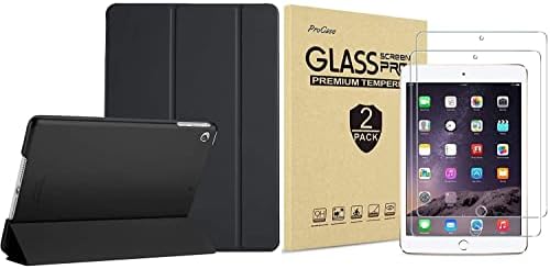 Procase Black iPad Mini 1 2 3 Pacote de caixa leve fino com [2 pacote] iPad mini 1 2 3 7,9 Protetores de tela