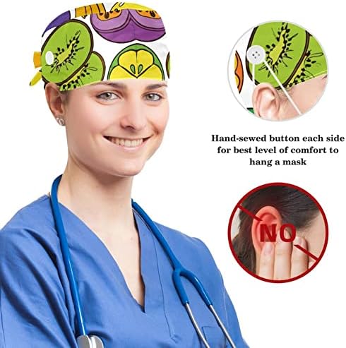 Capas de tampa médica Baice de trabalho ajustável com botões e sorvete macio de cabelo arco