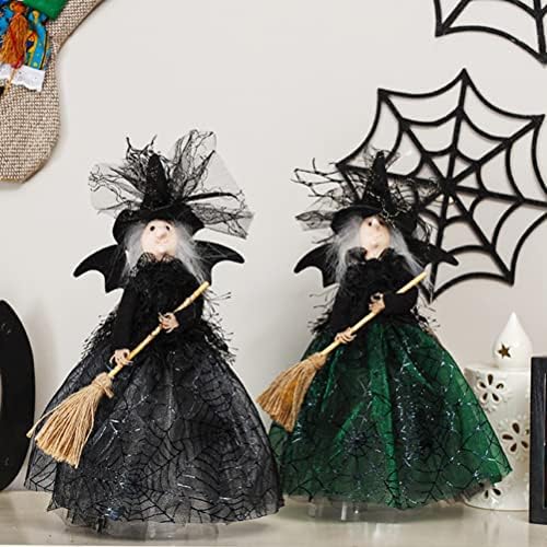 Kleoad Halloween Witch Tree Topper Decoration, Bata Bruxa na Decoração de Halloween da Árvore, Bruxa Negra com Vestido de Web