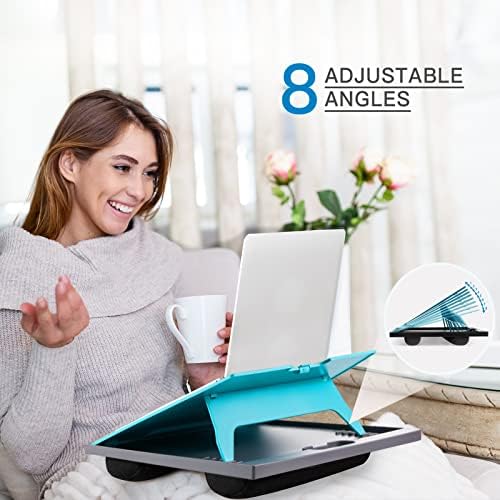 Huanuo Ajustável mesa de volta ajustável - com 8 ângulos ajustáveis ​​e laptop de almofadas duplas suporte para laptop