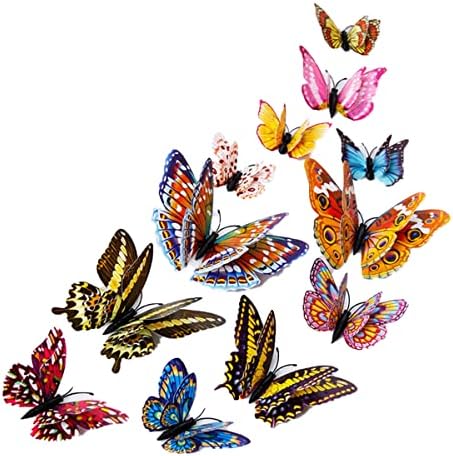 Qicai xiaolu 3d Alta Simulação Butterfly Wall Stick, 12pcs luminosos magnéticos e destacáveis, decoração para casamento,